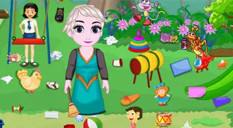 Little Girl Park Cleaning