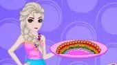 Elsa Cooking Rainbow Pizza