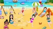 Baby Princesses Play In Beach