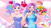 Barbie and Elsa in Candyland