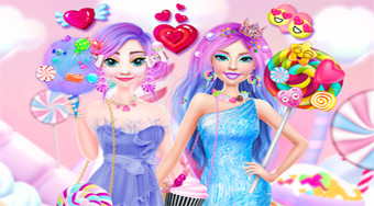 Barbie and Elsa in Candyland